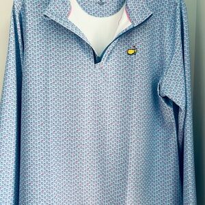 Masters 2026 Women’s Quarter-Zip Pullover Jacket in Light Blue with Pink Accents